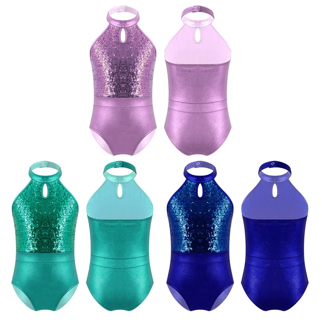 Abito Leotard Bambine Paillettes Lucenti Balletto Jazz Latino Costume Danza
