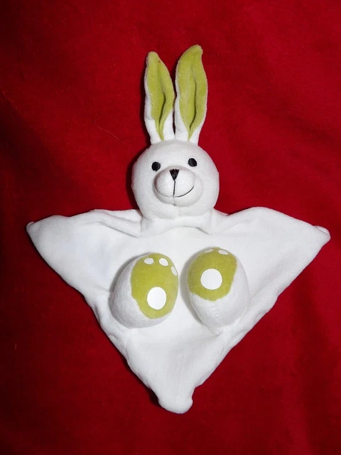 Doudou Marionnette  Prodimpor Planete Bleue Lapin Blanc Vert Neuf