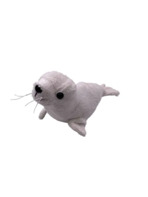 Plüschtier Stofftier Kuscheltier Robbe Seelöwe Seehund weiss  L 17 cm Weiß
