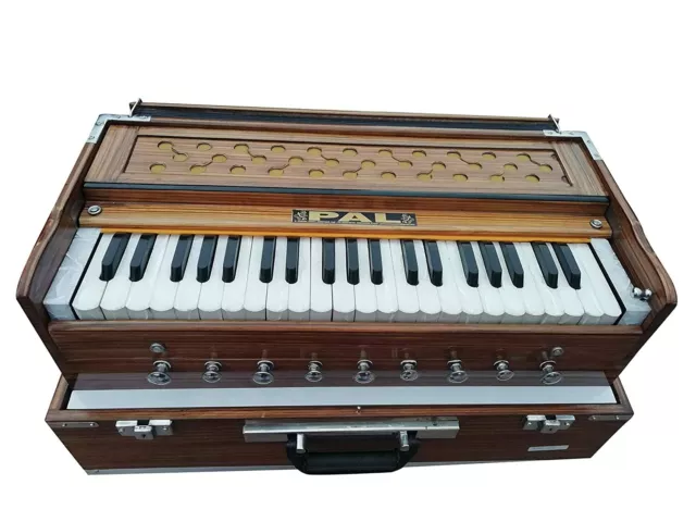 Pal Music Wooden Portable Folding 3.5 Octave 9 Stopper Harmonium With Coupler