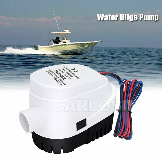 12V Boat Automatic Submersible Bilge Water Pump 750GPH Auto w/ Float Switch 2