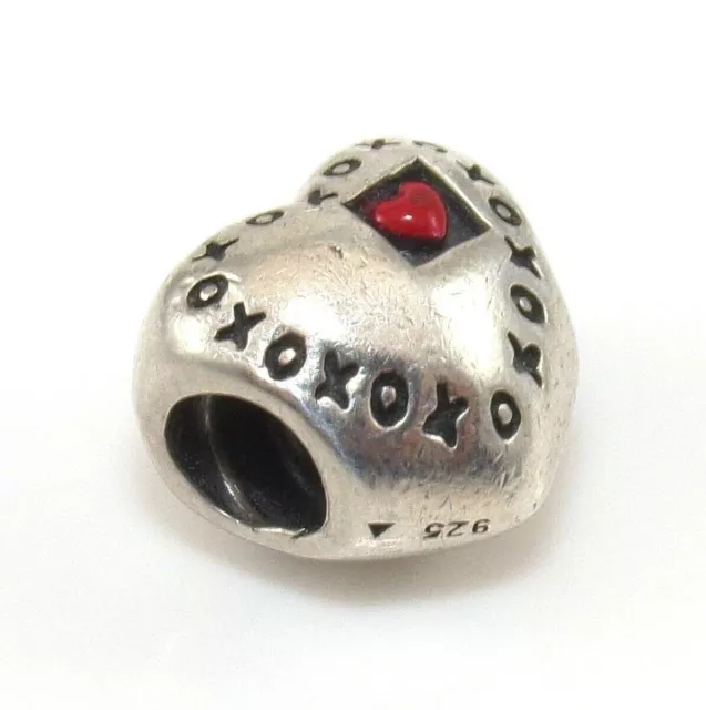 Authentic Chamilia Sterling Silver XO Love Enamel Heart Charm