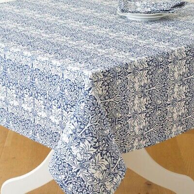 William Morris Blue Brother Rabbit 132 x 178cm Floral Rectangular Tablecloth.