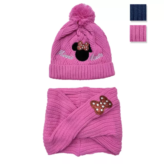 Cappello e scaldacollo invernale Disney Minnie Pon Pon cappellino bambina 3403