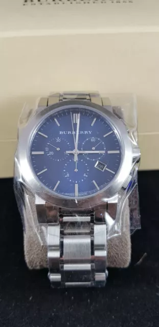 Burberry Chronograph Blue Face Dial Silver Tone Men's Wrist Watch BU9363 Burberry Chronograph Blue Face Dial Silver Tone Men's Wrist Watch BU9363