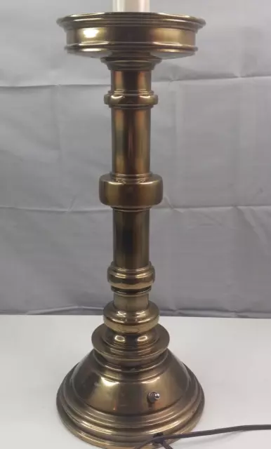 VTG Stiffel MCM Heavy Brass Table Lamp Hollywood Regency 34"