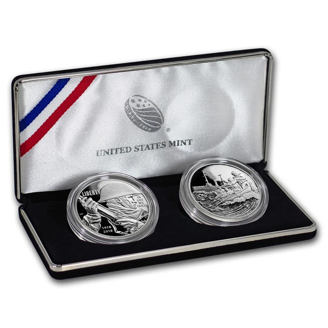 2018 World War I Centennial Silver Dollar Coast Guard Medal Set - SKU#159198