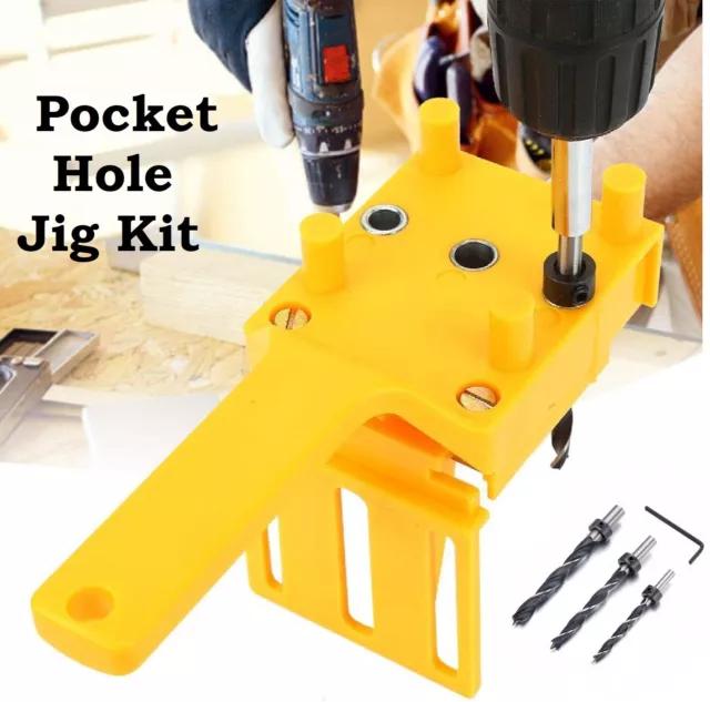 Handheld Pocket Hole Jig Kit Woodworking Guide Oblique Drill Angle Hole Locator