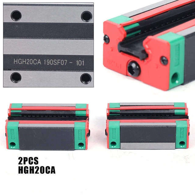 2Pcs HGH20CA Rail Block Square Type Carriage Slider for CNC Linear Rail Guide