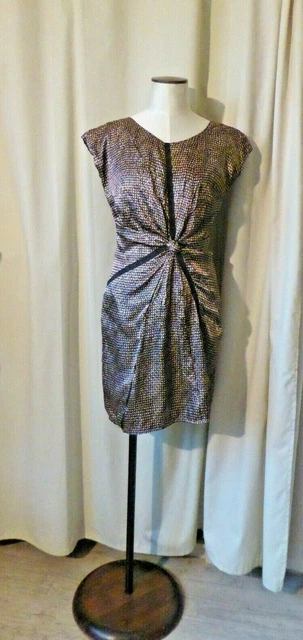 Robe COTELAC Taille 38 (FR) - Tons Marron, Vert, Orange, Mordoré - Longueur Genou - En Polyester - Neuve Sans étiquette