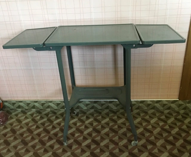 Vintage Gray TYPEWRITER TABLE Drop Leaf Metal Desk Stand Steampunk Vintage Gray TYPEWRITER TABLE Drop Leaf Metal Desk Stand Steampunk