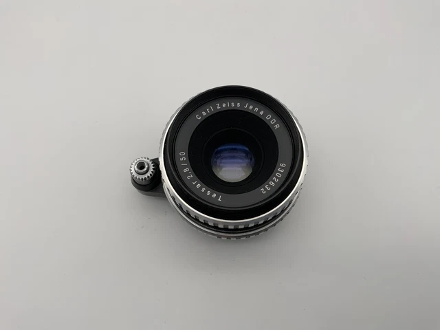 Carl Zeiss Jena Tessar Objektiv analog 50mm f/2.8 für Exakta Exa Anschluss Zebra