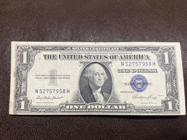 1935E Rare Error Dollar Bill Silver Certificate N52757958H