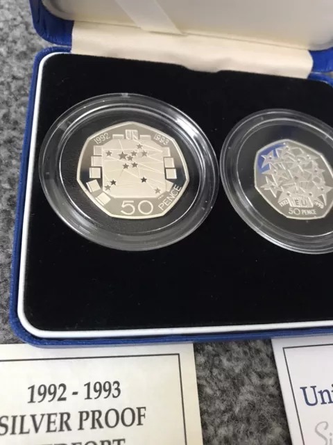 RARE PIEDFORT 1992 & 1998 EEC Presidency UK Silver Proof Fifty Pence 50p coin X2 2