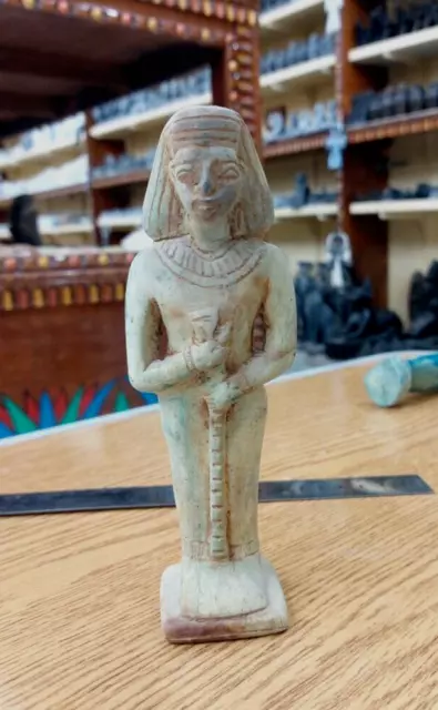 Vintage Pharaonic Antique Ancient Egyptian Statue Handmade Green Stone Carved