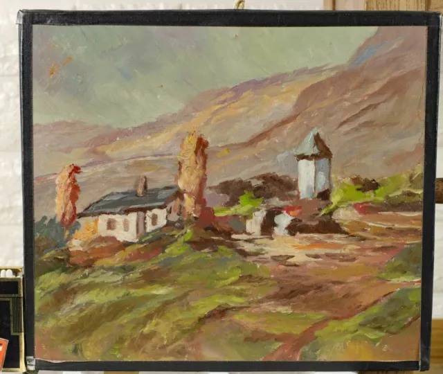 Unsigniertes Pintura Al Óleo Antiguo Paisaje Alpes Expresivo Casa Danke para