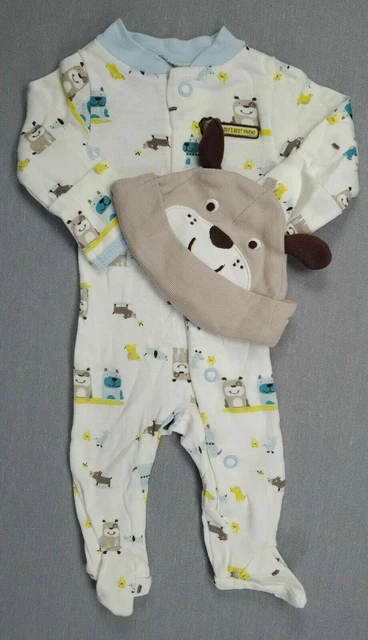 Baby Boy Clothes Nwot Carter's Preemie 2Pc Dog Footed Sleep N Play Outfit W/Hat
