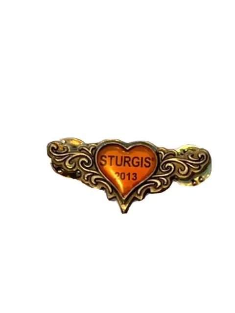 2013 Sturgis pin motorcycle rally biker collectible old pinback Heart 2" by 1"