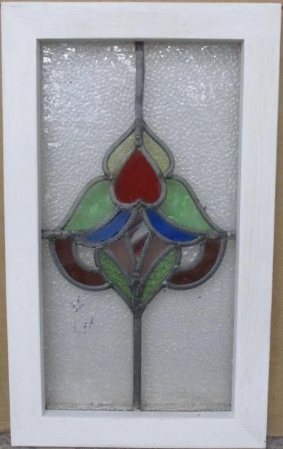 OLD ENGLISH LEADED STAINED GLASS WINDOW Pretty Abstract 11.5" x 19.5"