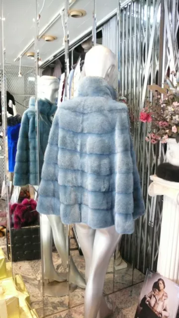 Stunning Teal Blue MINK FUR Cape Top Quality Mink Saga Furs Denmark On Sale Now