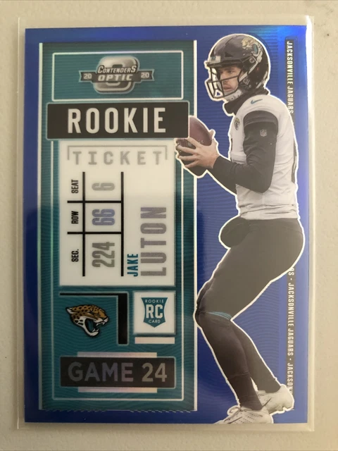2020 Panini Contenders Optic Rookie Ticket Blue /99 Jake Luton #90 Rookie RC