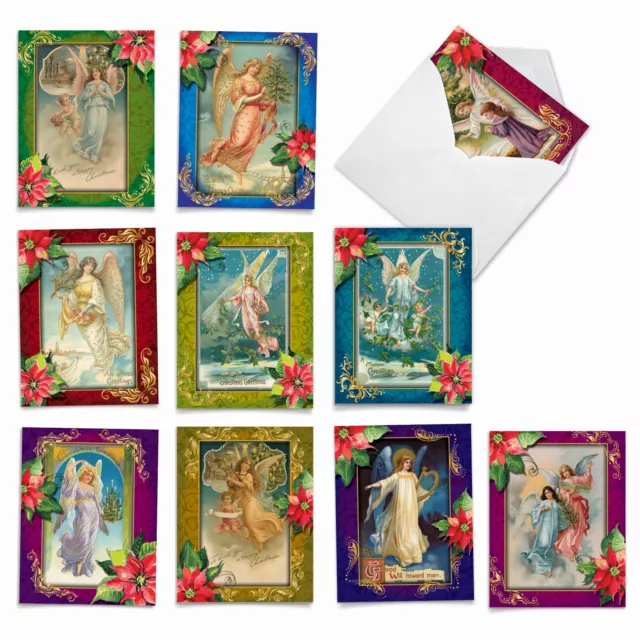 10 Assorted Merry Christmas Note Cards with Envelopes - CHRISTMAS ANGELS