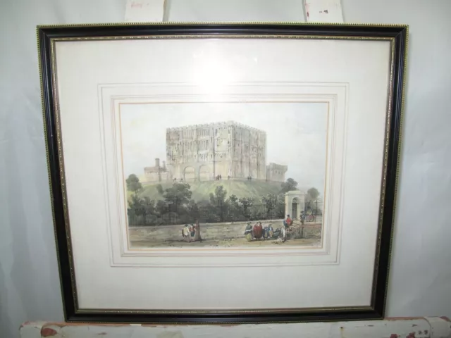 Norwich Castle Antique Print  Genuine Hand Coloured Antiquarian Framed Picture 2