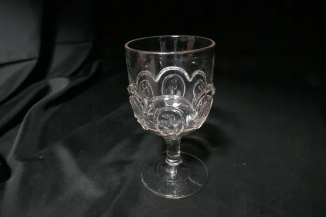 EAPG Water Goblet Fruit in Ovals Panels Clear 6" T ca 1880's-1900