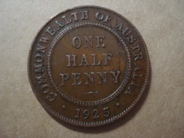 👀 Deceased Estate Australian 1925 Half Penny High Grade 8 Pearls Coin Kgv💰