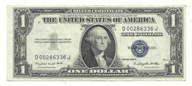 1935G $1 BLUE Seal SILVER Certificate! CRISP AU! Old US Paper Money! 2