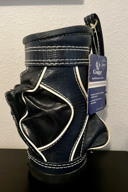 Vintage Cougar Miniature Mini Golf Bag Caddy Trash Can Blue Leather. Trash/booze