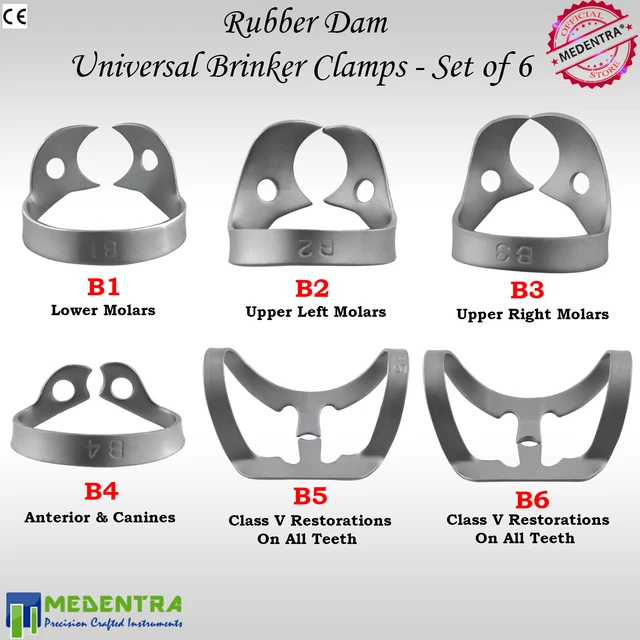 X6 BRINKER RUBBER Dam Clamp Universal Clamps Upper Premolar Metal Clamp