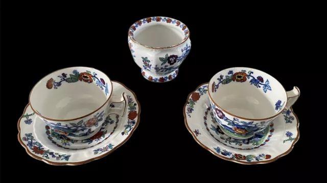 Booths Silicon China Set Pompadour England Old Plate Hand Painted around 1890 2