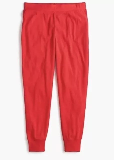 J Crew Womens M Red Waffle Knit Thermal Jogger Pants Pull On Pockets Cropped