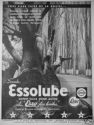 PUBLICITÉ PRESSE 1935 HUILES ESSOLUBE SUPER HUILE POUR AUTOS L'ESSO DES HUILES 