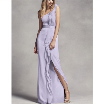 NEW White by Vera Wang Bridesmaid Dusty Blue Chiffon Long Halter Dress Size 0