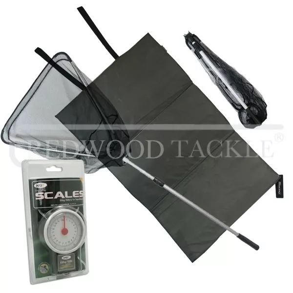 Folding Landing Net & Handle + Unhooking Mat & Scales, Fishing Coarse/Pike,Carp