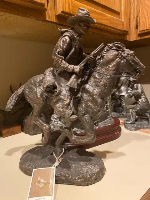 DANIAL MONFORT "Bounty Hunter" Cowboy and Horse Sculpture 15" x 15" Rare Find