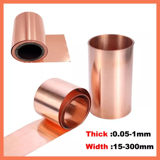 99.9% Pure Copper Metal Sheet Roll Foil Plate Thick 0.0.5mm-1mm Width 15mm-300mm