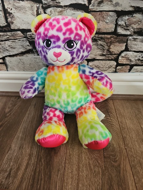 BUILD A BEAR Cat Rainbow Tie Dye Leopard Spots BAB Plush Toy Lisa Frank