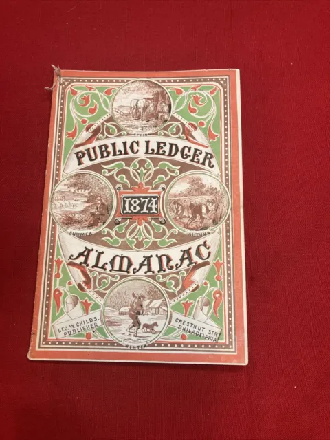Public ledger almanac 1874 George Childs publisher Philadelphia PA￼