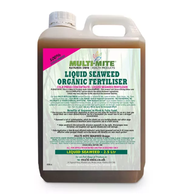 Organic 2.5 Ltr Liquid Seaweed Concentrate Multi Mite ALL Plant Feed Food