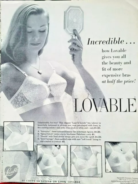 1960 Warners Strapless Bra: Looks Whats Up Hot Air Balloon Vintage Print Ad
