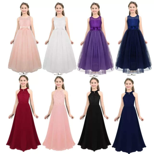 Flower Girl Dress Princess Party Pageant Wedding Bridesmaid Tutu Dress Maxi Gown