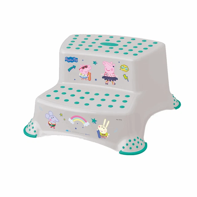 KEEEPER Doppio Passo Sgabello Peppa Pig Morbido Grigio