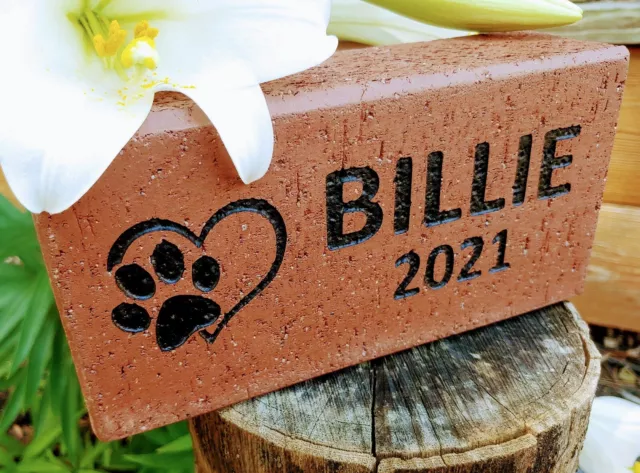 Customizable PET MEMORIAL STONE Engraved Custom Dog Cat Paw Paver Brick Memory