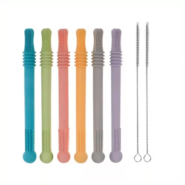 6pcs/set Baby Silicone Teething Chewer / Toy, High Quality Teether Hollow Tubes