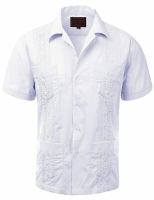 Maximos Beach Wedding Guayabera White Short Sleeve Men's Button-Up Shirt