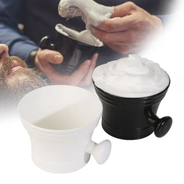 White/Black Shaving Soap Cup Handle Bubble Tray Shaving Foam Bowl  Salon