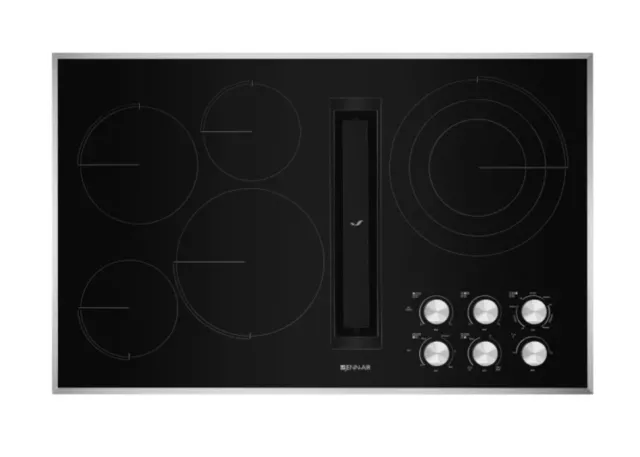 JennAir 36 Inch Wide 5 Burner Electric Cooktop with Downdraft JED3536GS